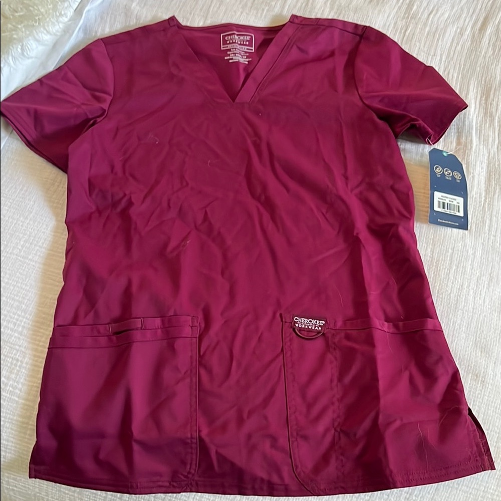Cherokee Red V-Neck Blouse for Professionals